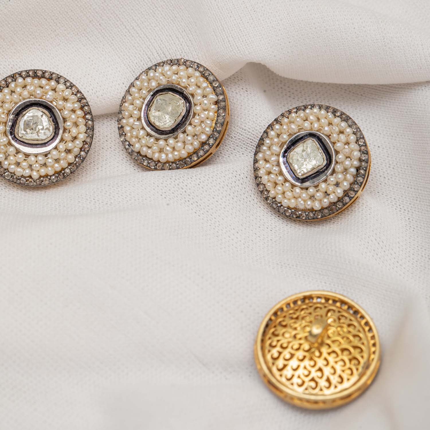 925 Silver Pearl Buttons