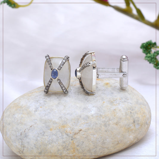 925 Silver Diamond Cufflinks with gemstones