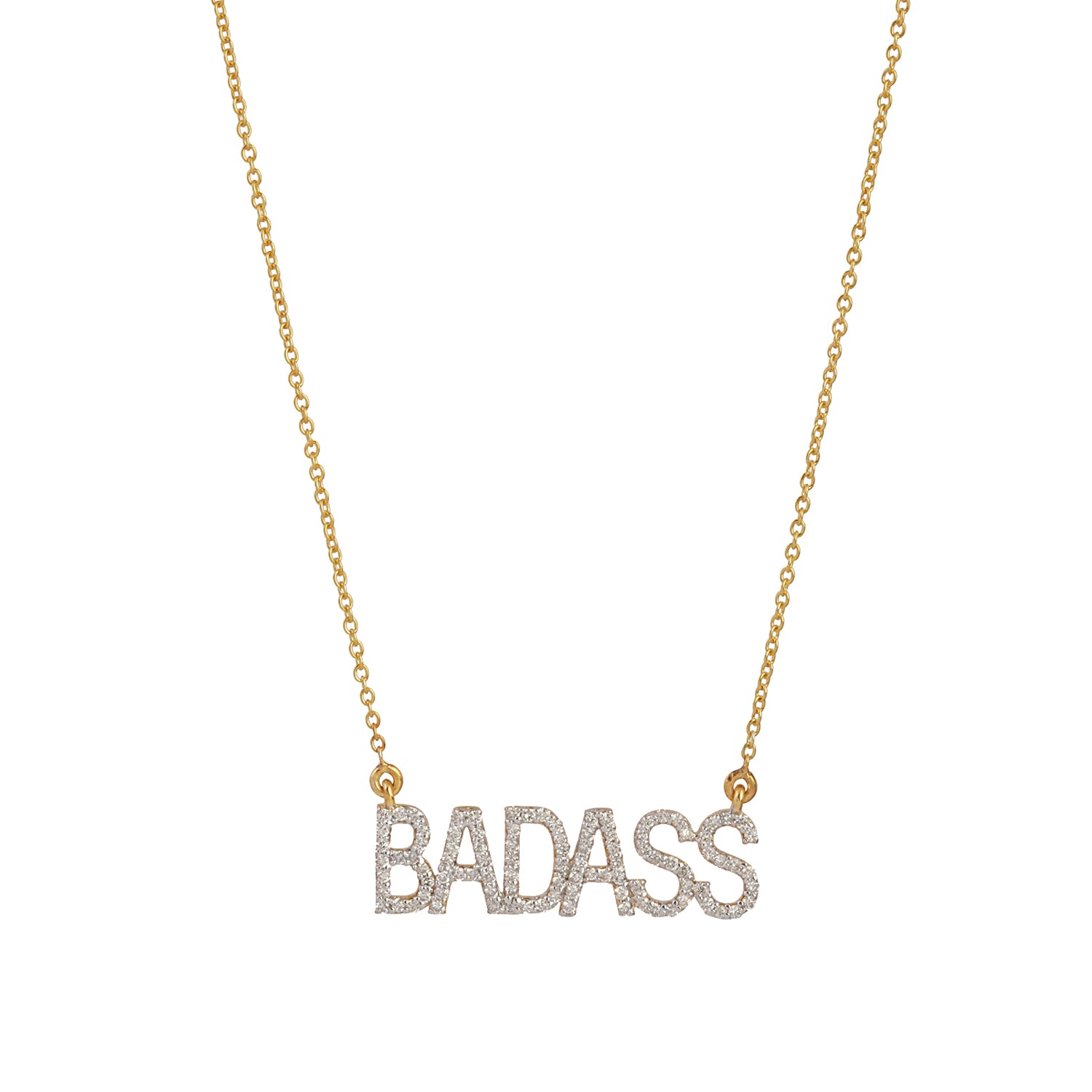 Initial Diamond Badass 14k Yellow Gold Necklace