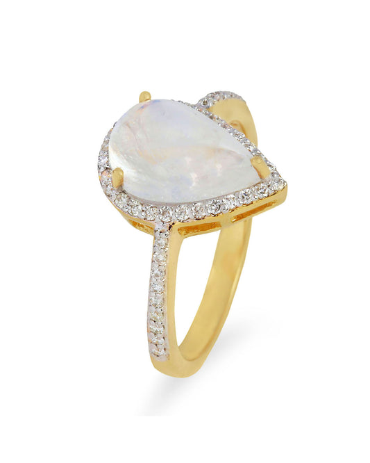 14K gold Diamond & Moonstone Ring