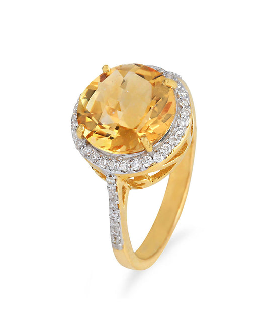 18K gold Citrine & Diamond Ring