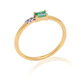 14K Gold Diamond & Emerald Ring