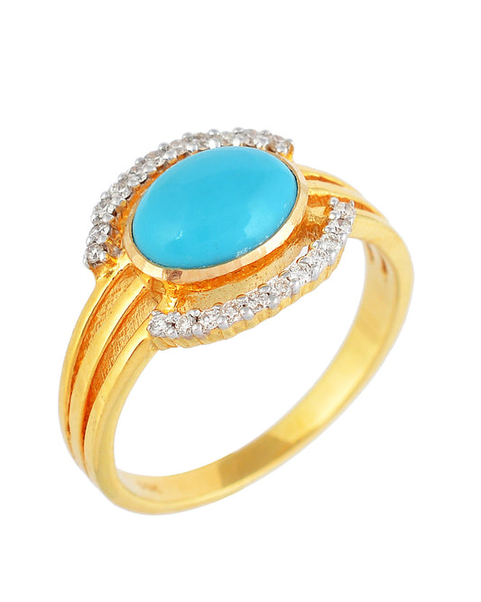 14K gold Turquoise & Diamond Ring
