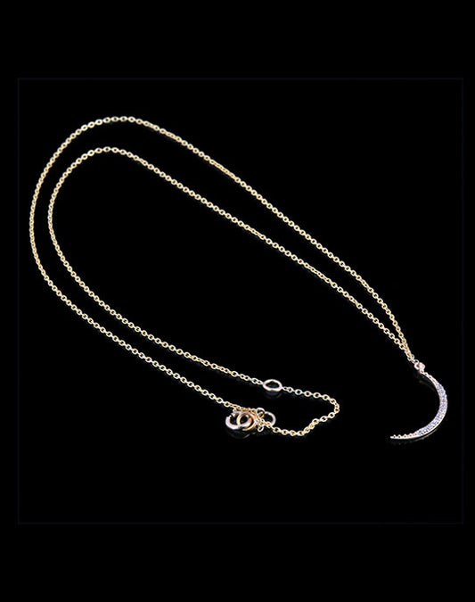 Diamond Crescent Moon Necklace in 14K Gold
