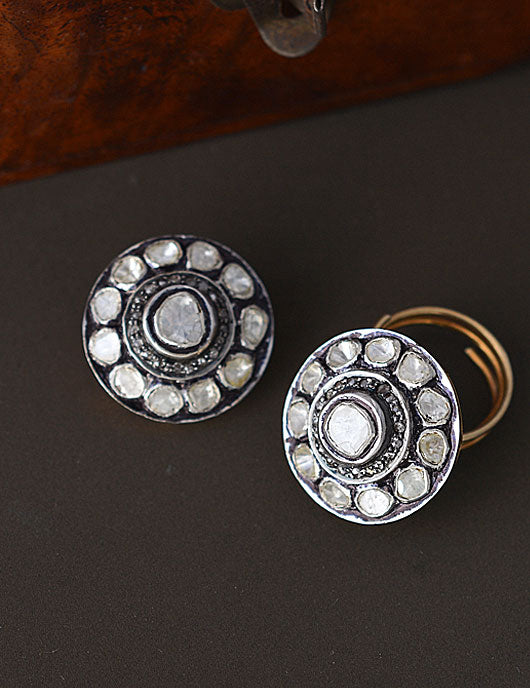 925 Silver Polki Diamond Buttons
