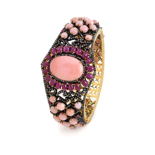 Pink Opal & Ruby Gemstone Bangle