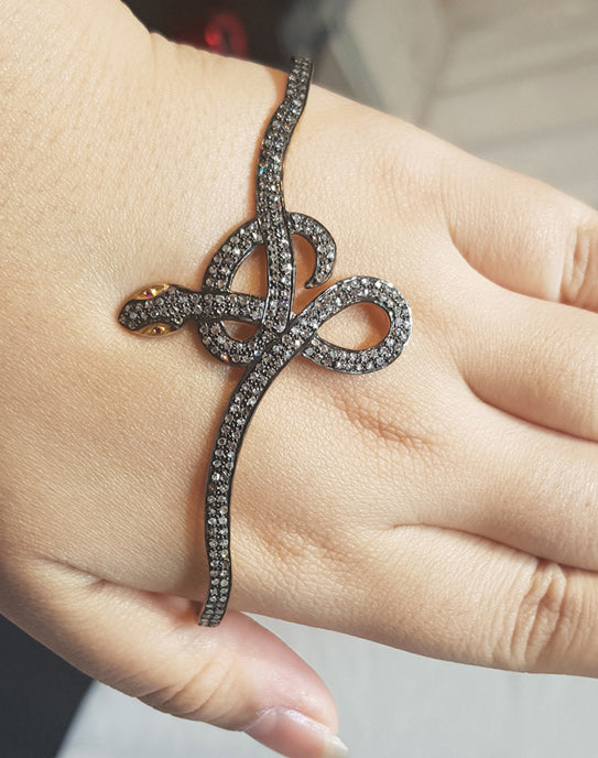 925 Silver Diamond Snake Bracelet