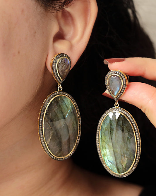 925 Silver Labradorite Earrings
