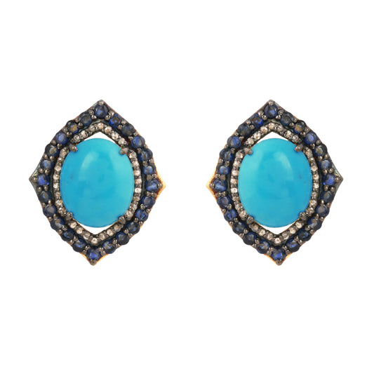 925 Silver Turquoise Stud Earrings