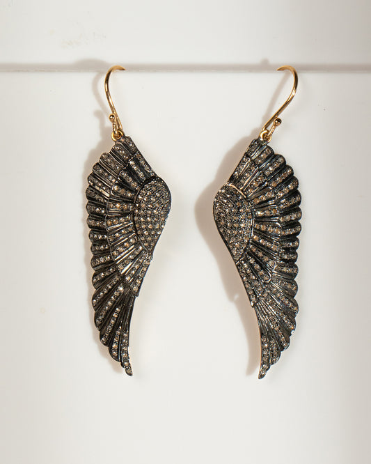 925 Silver Diamond Wings Earrings