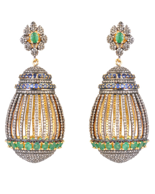 925 Emerald & Sapphire Earrings