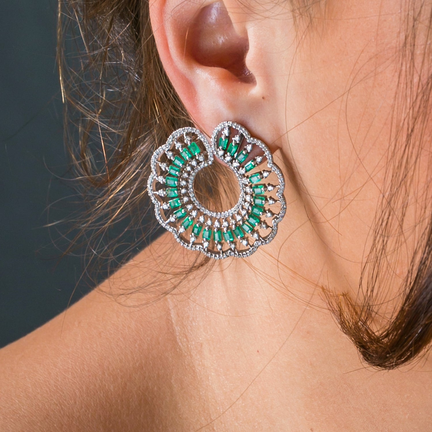 925 Silver Emerald Earrings