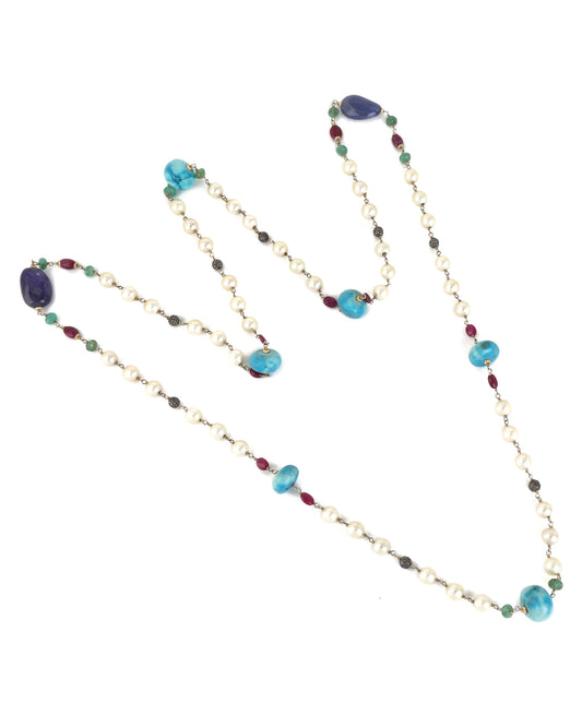 925 Silver Gemstone Beads Necklace