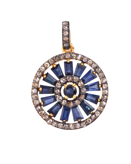 925 Silver Sapphire & Diamond Pendant
