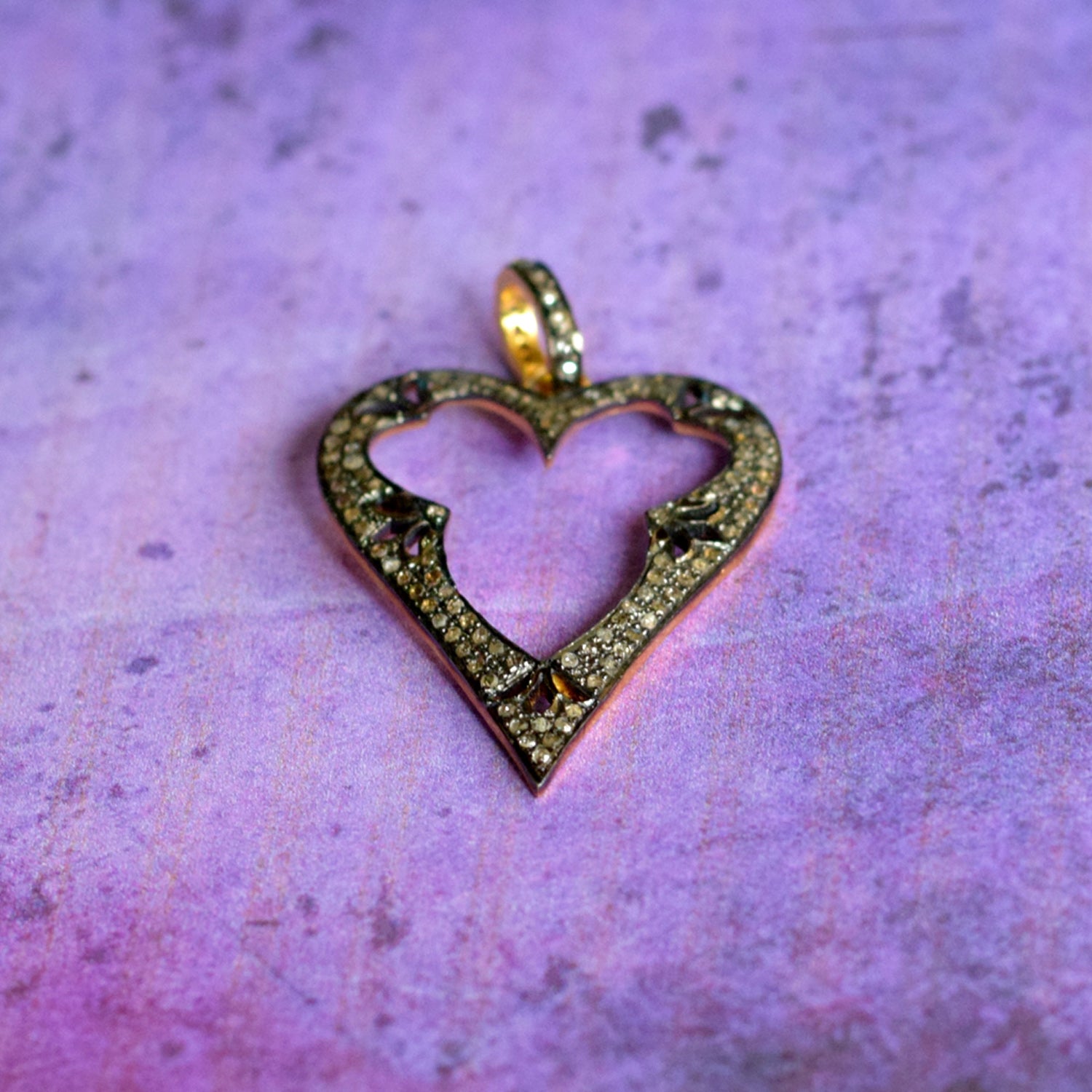 Heart Shape Diamond 14K Gold Plated Love Pendant