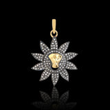 Floral Diamond Designer 14K Gold 925 Sterling Silver Pendant