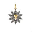 Floral Diamond Designer 14K Gold 925 Sterling Silver Pendant