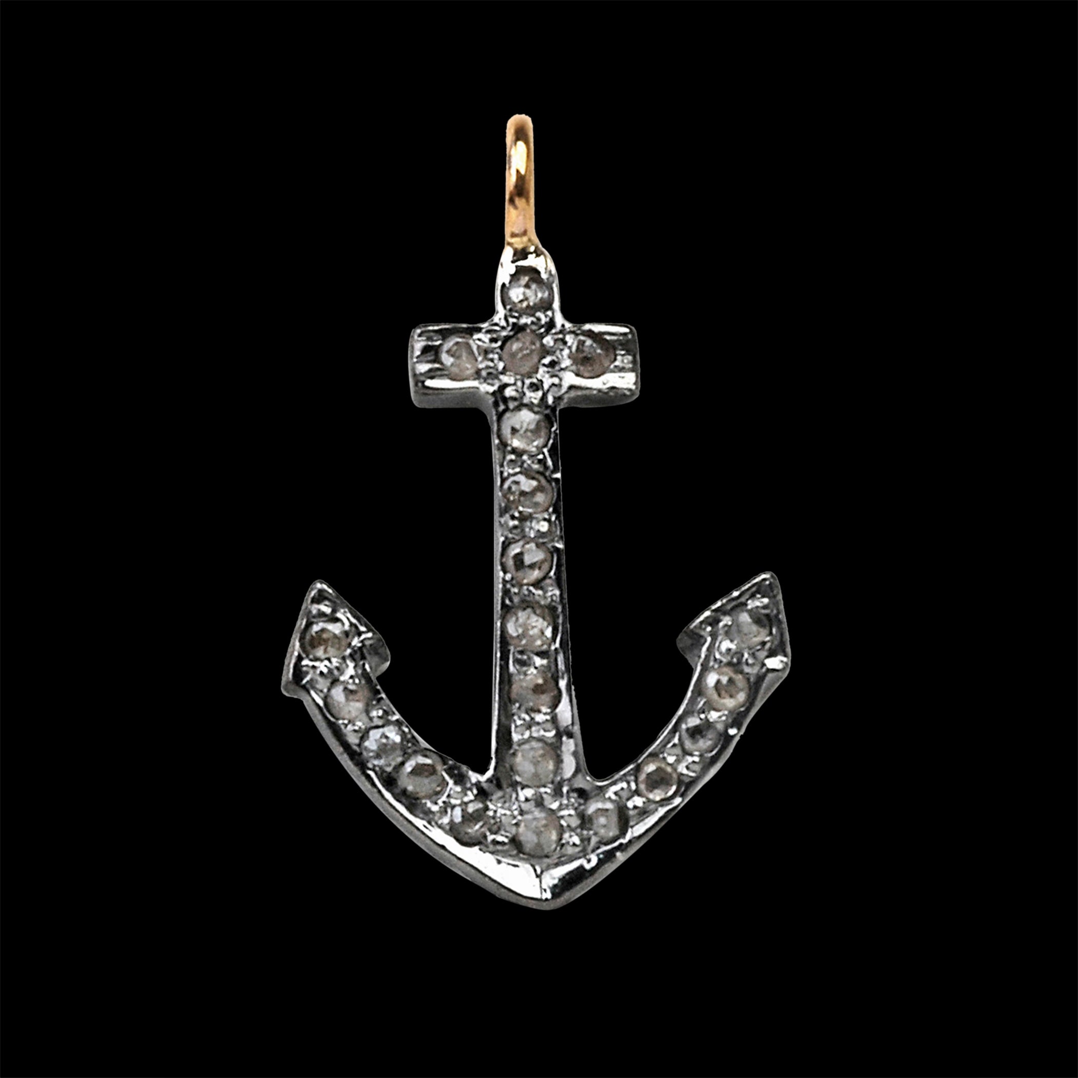 925 Sterling Silver Diamond Anchor Charm