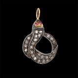 Snake Designer Diamond Pave Charm 925 Silver Fine Jewelry