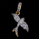 Pave Diamond 925 Silver Bird Charm 14K Gold Handmade Fine Jewelry