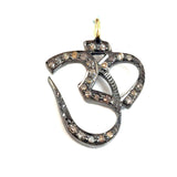 Genuine Pave Diamond Om Charms 14K Gold Handmade Pendant