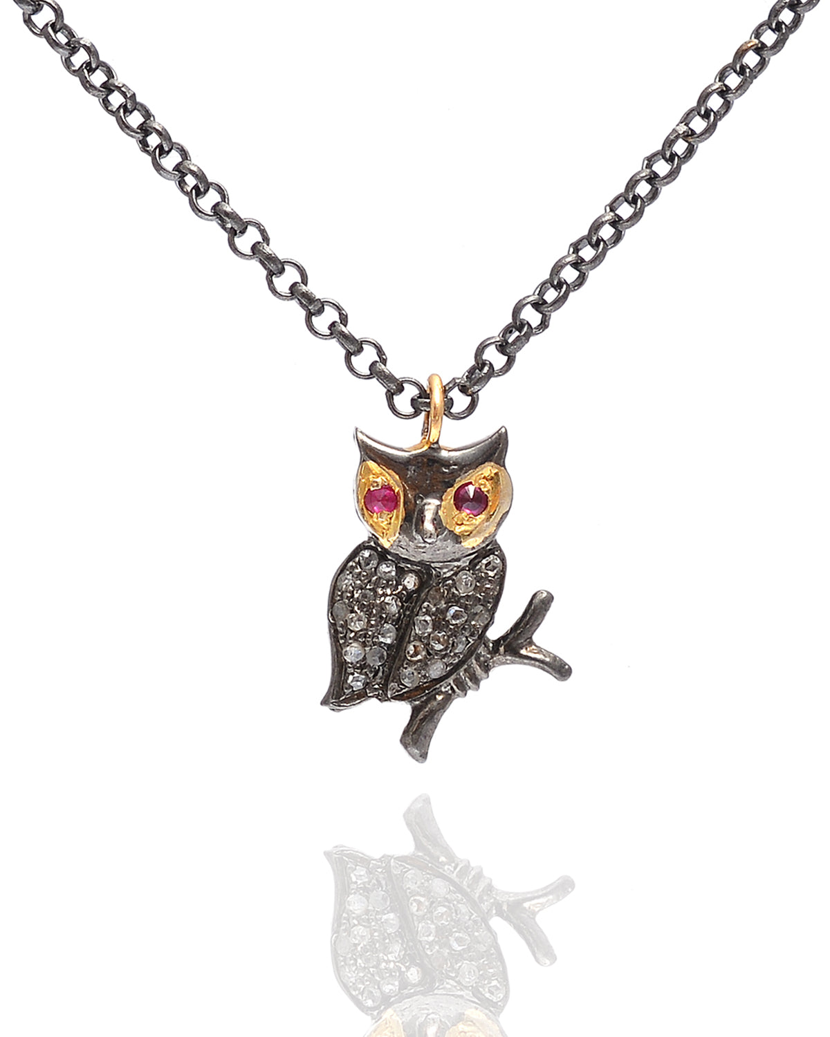 925 Silver Diamond Owl Necklace