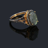 925 Silver Labradorite & Diamond Ring