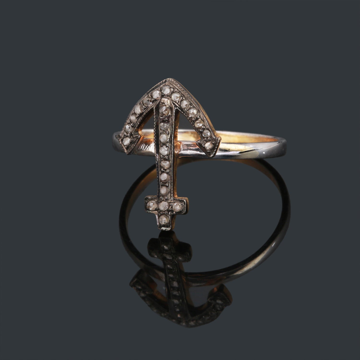 925 Silver Diamond Anchor Ring