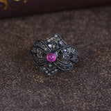 925 Silver Diamond & Ruby Ring