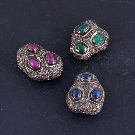 Multi Gemstone 925 Sterling Silver Designer Spacers Jewelry Accessories